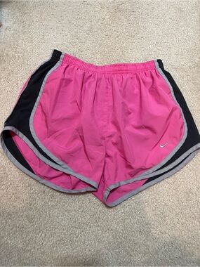 Nike Pink and Black Athletic Shorts with Gray Trim